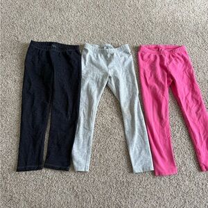 Set Of 3 Cat & Jack Girls 4T Leggings Gray, Pink, Denim